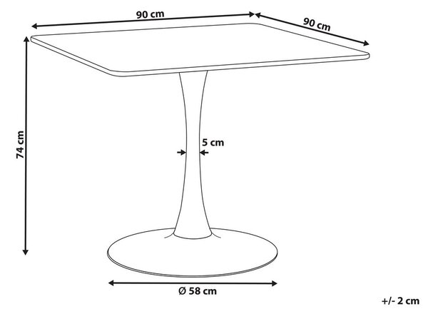 Étkezőasztal BOCA Világos kőris 90 cm 90 cm