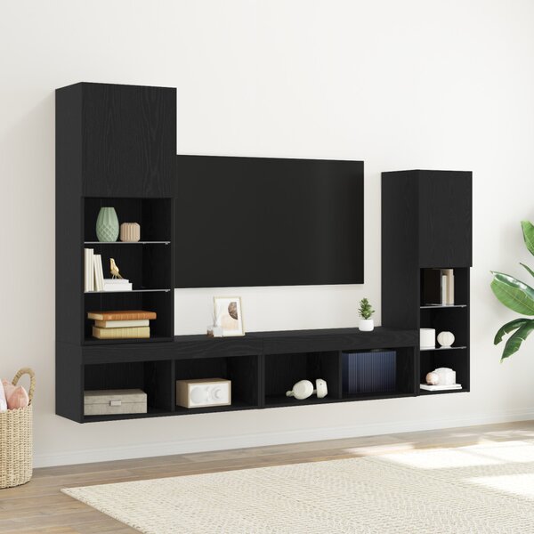 VidaXL LED TV Szekrény Fekete tölgy 30.5x30x102 cm Műanyag