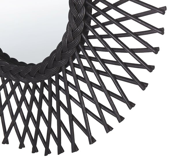 Falitükör TAGOLU 60 cm 60 cm Rattan Fekete