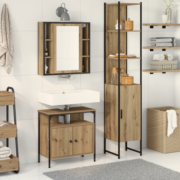 Fürdőszoba bútor szett polcokkal 3 pcs Artisan tölgy Faanyag