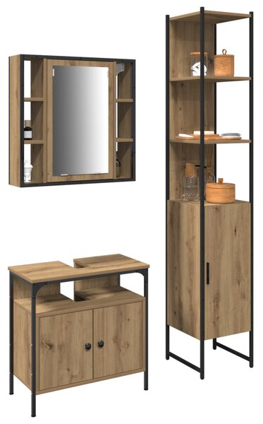 Fürdőszoba bútor szett polcokkal 3 pcs Artisan tölgy Faanyag