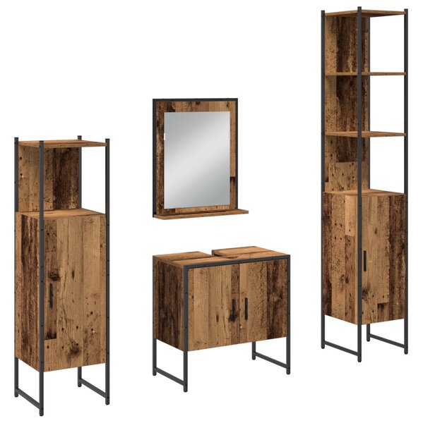 Fürdőszoba bútor szett 4 pcs Barna 33 x 33 x 185.5 cm Faanyag