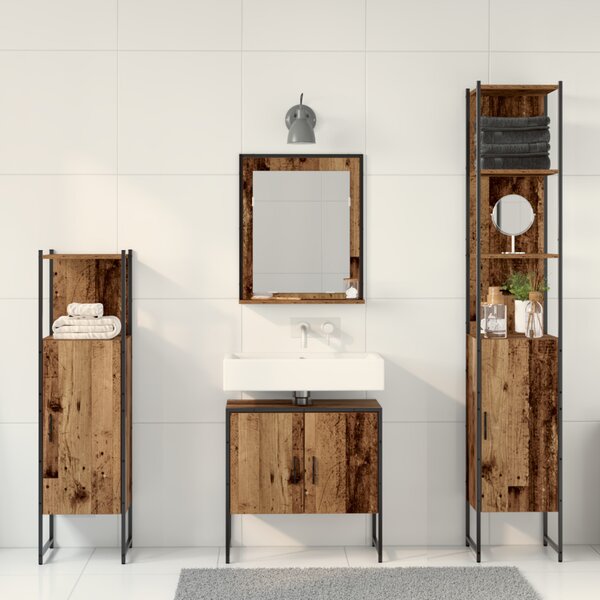 Fürdőszoba bútor szett 4 pcs Barna 33 x 33 x 185.5 cm Faanyag