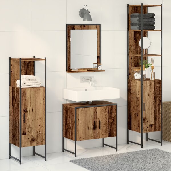 Fürdőszoba bútor szett 4 pcs Barna 33 x 33 x 185.5 cm Faanyag