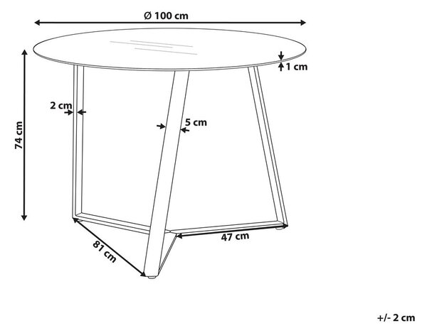 Étkezőasztal KEBRI Fekete 100 cm 100 cm Edzett üveg