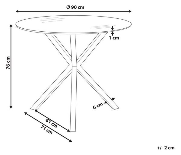 Étkezőasztal SAVONI Arany 90 cm 90 cm Edzett üveg