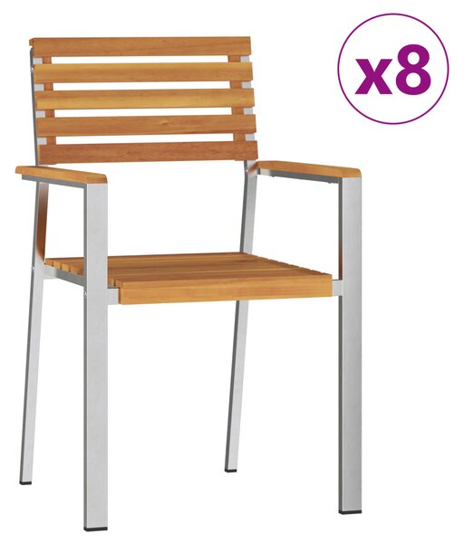 Összecsukható kerti székek 8 db 54.5x56x89 cm Tömör akácfából