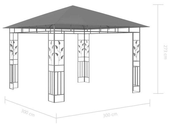 VidaXL Kerti Pavilon - 3x3m - Szúnyoghálóval és LED Világítással