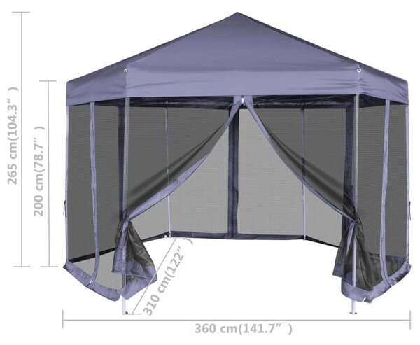 Party Pavilon - Hatszög - 3,6x3,1m - Szúnyoghálóval