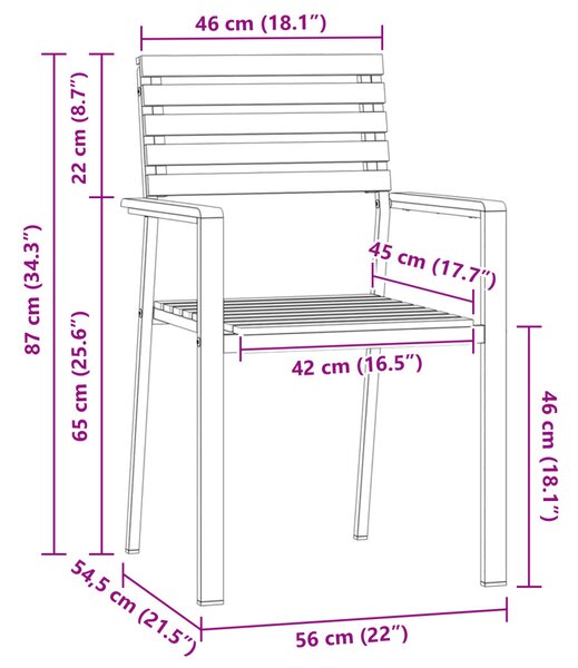 Összecsukható kerti székek 8 db 54.5x56x89 cm Tömör akácfából