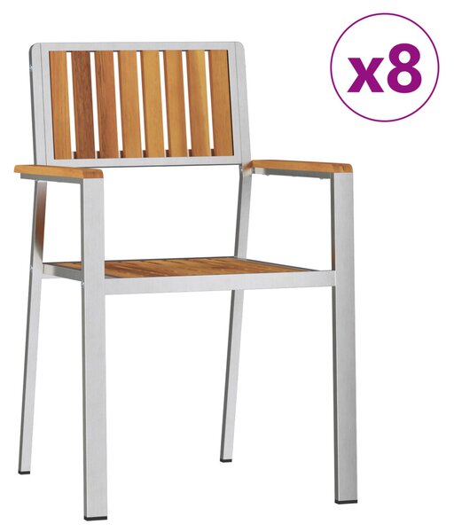Kerti Szék 8 pcs Barna 56 x 54,5 x 87 cm Tömör Akácfa