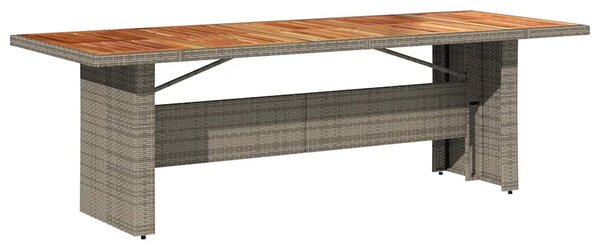Szürke polyrattan kerti asztal akácfa lappal 240 x 90 x 75 cm