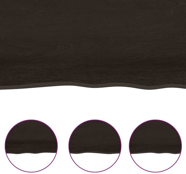 Sötétbarna kezelt tömör tölgyfa fali polc 120 x 50 x (2-6) cm