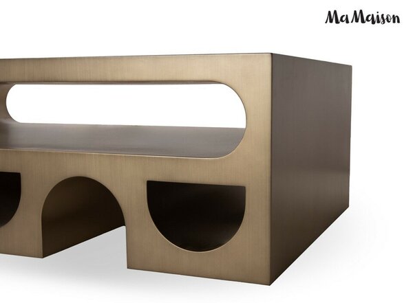 MaMaison Vector 130 Dohányzóasztal Fém Brushed Arany Geometrikus Design