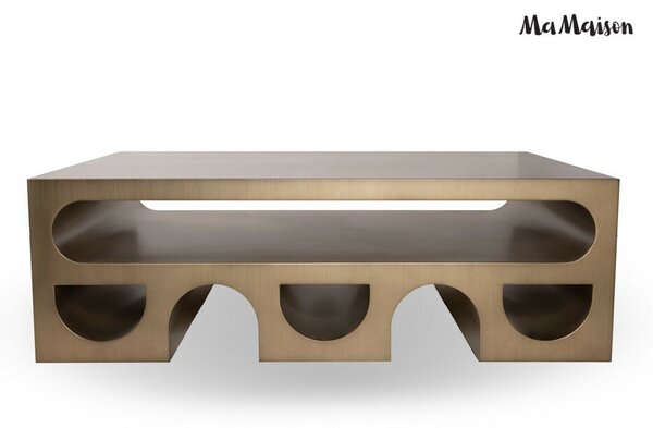 MaMaison Vector 130 Dohányzóasztal Fém Brushed Arany Geometrikus Design