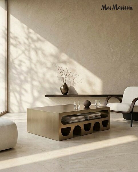 MaMaison Vector 130 Dohányzóasztal Fém Brushed Arany Geometrikus Design