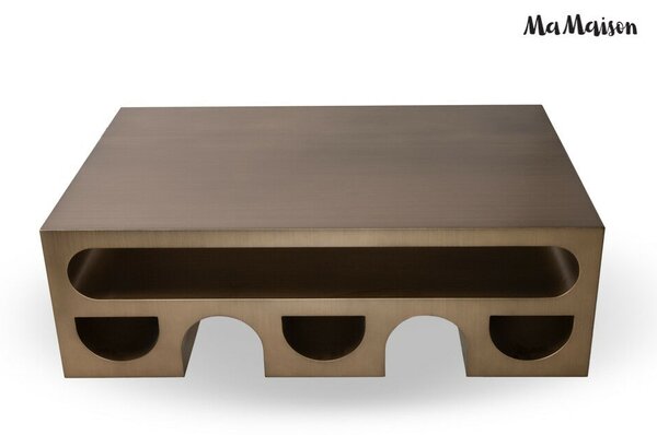 MaMaison Vector 130 Dohányzóasztal Fém Brushed Arany Geometrikus Design