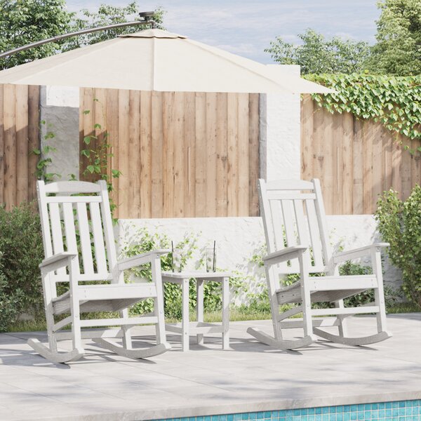 2 db-os Kertihintaszék Fehér 70x92x107.5 cm HDPE