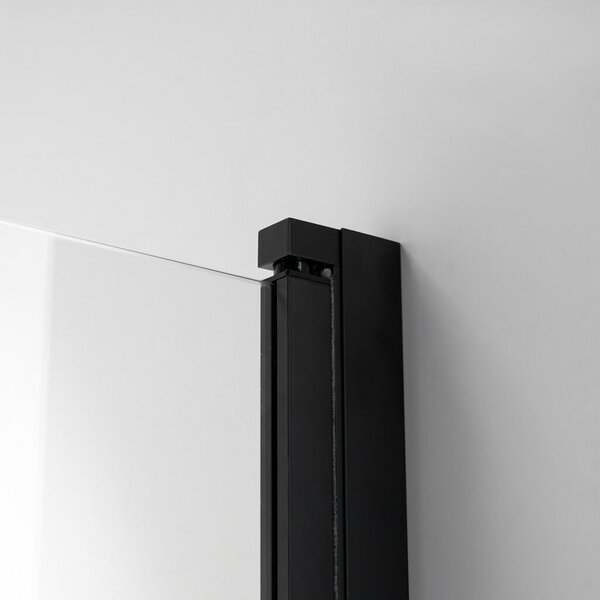Stuxi Ravenna Black 100x140 összecsukható 2 szárnyú kádparaván 6 mm vastag vízlepergető biztonsági üveggel, fekete elemekkel