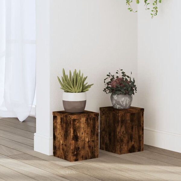 VidaXL 2 db füstös tölgy szerelt fa növénytartó állvány 15 x 15 x 20cm