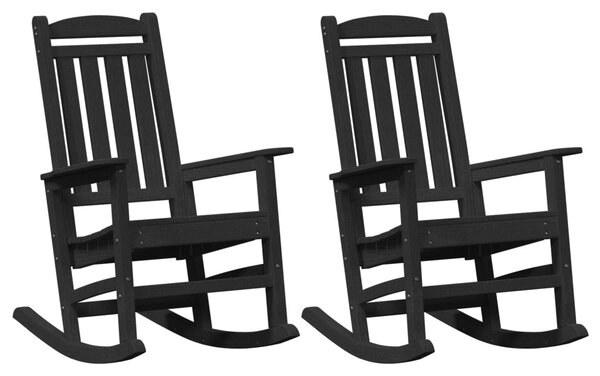 Kertihintaszék 2 db Fekete 70x92x107.5 cm HDPE