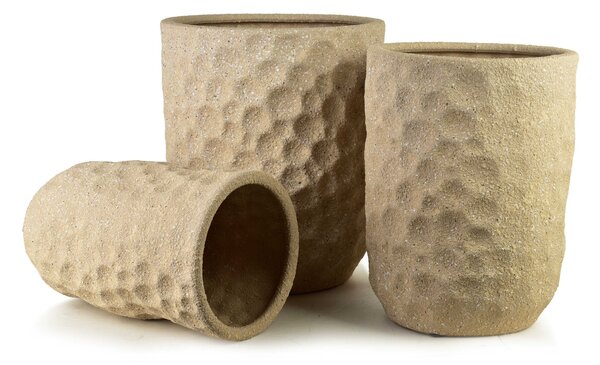 Kerámia kaspó szett MONDEX NEVA BEIGE 39x39x46 cm / 31,5x31,5x42,5 cm / 25,5x25,5x39 cm bézs 3 db