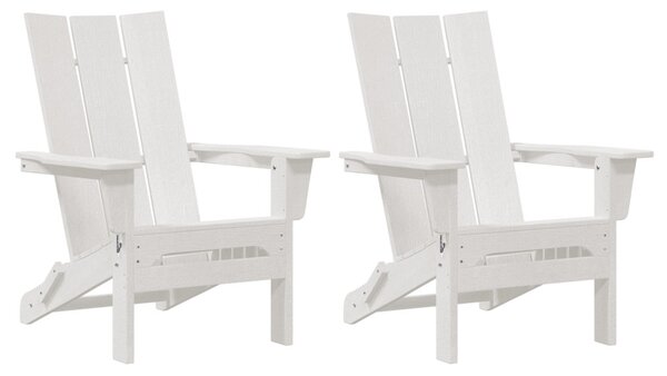 Összecsukható Adirondack székek 2 db Fehér 74.5x80.5x90 cm HDPE