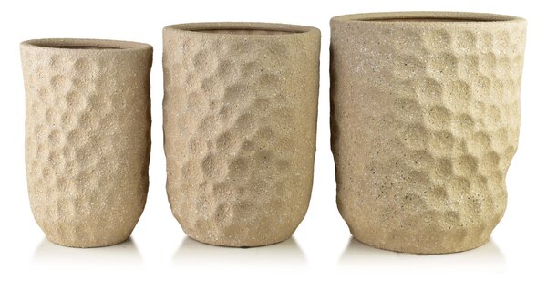 Kerámia kaspó szett MONDEX NEVA BEIGE 39x39x46 cm / 31,5x31,5x42,5 cm / 25,5x25,5x39 cm bézs 3 db