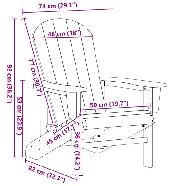 Adirondack székek 2 db Tengerészkék 74x82x90 cm HDPE
