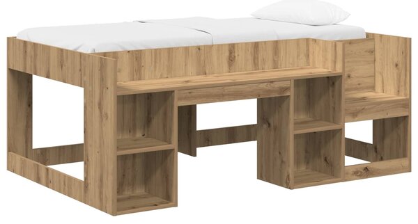 VidaXL Gyerekágy keret tárolóval Kézműves Tölgy 80 x 160 cm Szerelt Fa