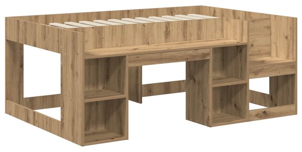 VidaXL Gyerekágy keret tárolóval Kézműves Tölgy 80 x 160 cm Szerelt Fa