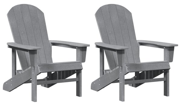 Adirondack székek 2 db Világosszürke 74x82x90 cm HDPE