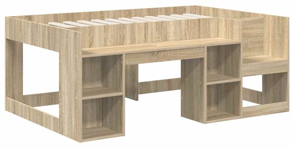 VidaXL Gyerekágy keret tárolóval Sonoma Tölgy 80 x 160 cm Szerelt Fa