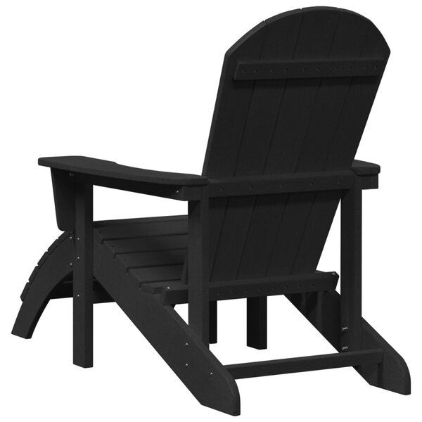 Adirondack szék lábtartókkal 2 db Fekete HDPE