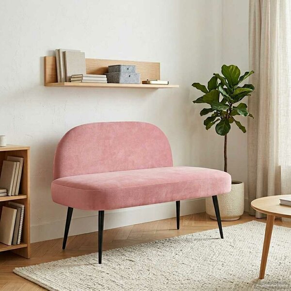VidaXL Kárpitozott pad háttámlával Rózsaszín 110 x 60 x 76 cm Bársony