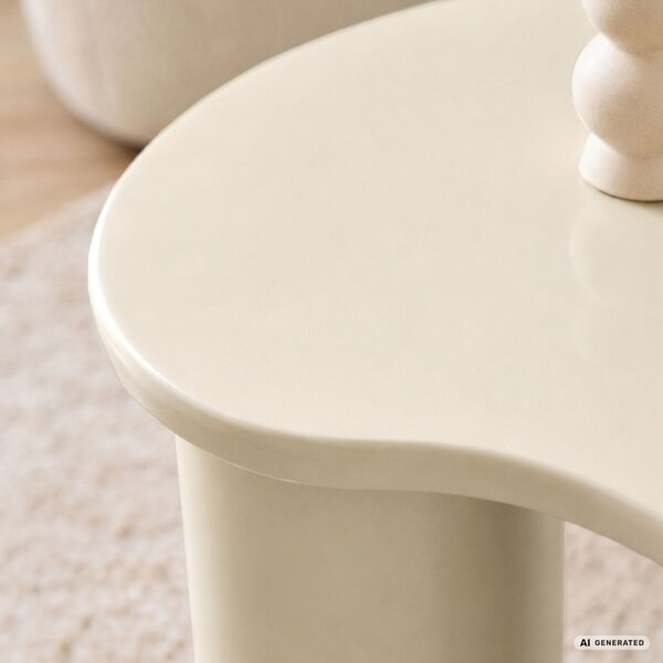 AKORD Furniture Factory Cube Dohányzóasztal MDF Krémszínű Dupla Hengeres Talppal
