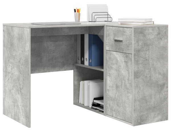 Sarokíróasztal fiókkal Beton Szürke 102 x 50 x 75 cm Faanyag