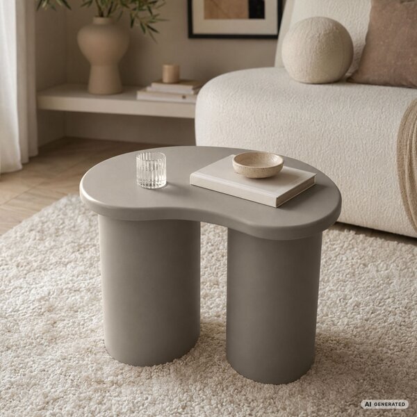 AKORD Furniture Factory Cube Dohányzóasztal MDF Szürke Dupla Hengeres Lábakkal