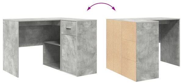 Sarokíróasztal fiókkal Beton Szürke 102 x 50 x 75 cm Faanyag