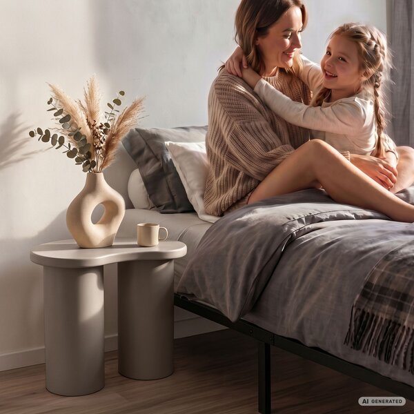 AKORD Furniture Factory Cube Dohányzóasztal MDF Szürke Dupla Hengeres Lábakkal