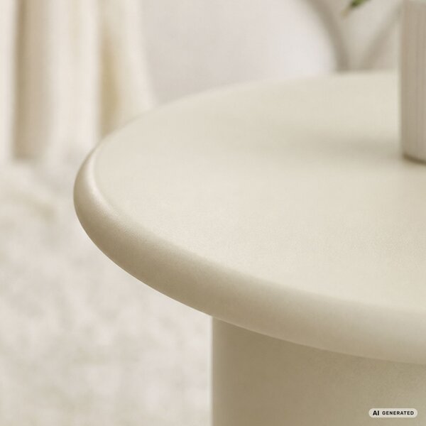 AKORD Furniture Factory MONO Kerek Dohányzóasztal MDF Krémszínű Hengeres Alappal