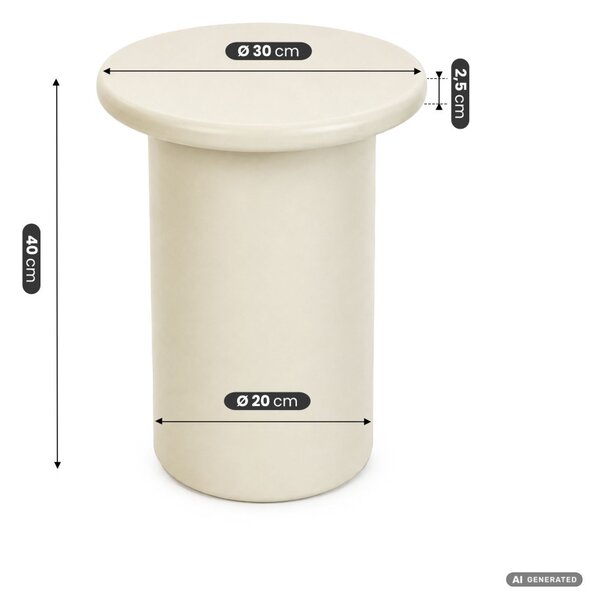 AKORD Furniture Factory MONO Kerek Dohányzóasztal MDF Krémszínű Hengeres Alappal