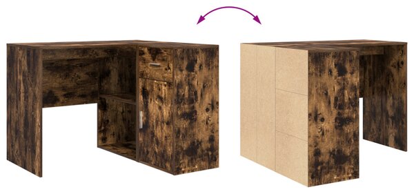 Sarok Íróasztal Füstölt Tölgy 102x88x75 cm Hajlított Fa