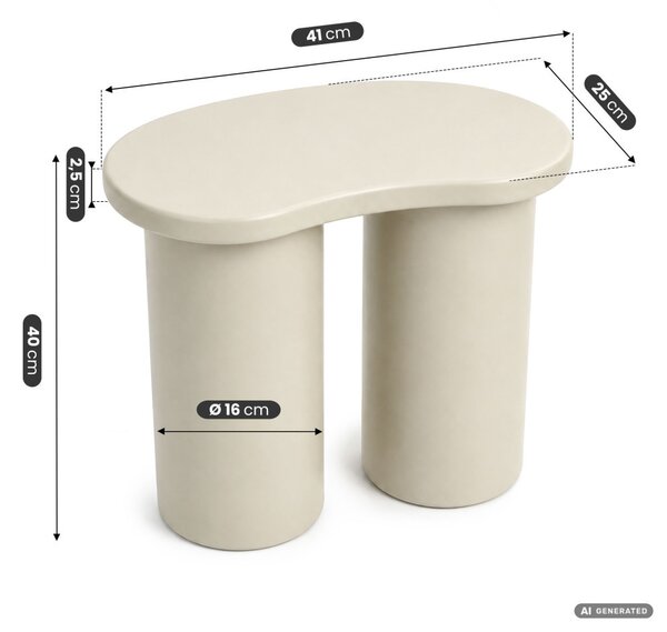 AKORD Furniture Factory Cube Dohányzóasztal MDF Krémszínű Dupla Hengeres Talppal