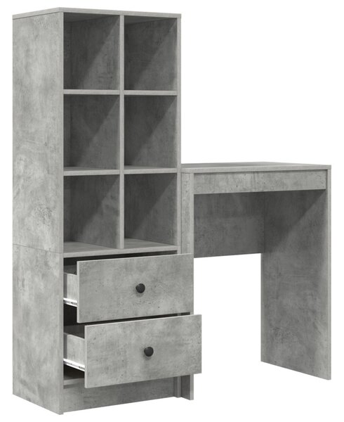 Tárolóval rendelkező íróasztal fiókkal 2 pcs Beton Szürke