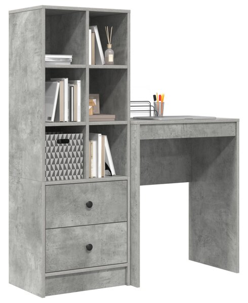 Tárolóval rendelkező íróasztal fiókkal 2 pcs Beton Szürke
