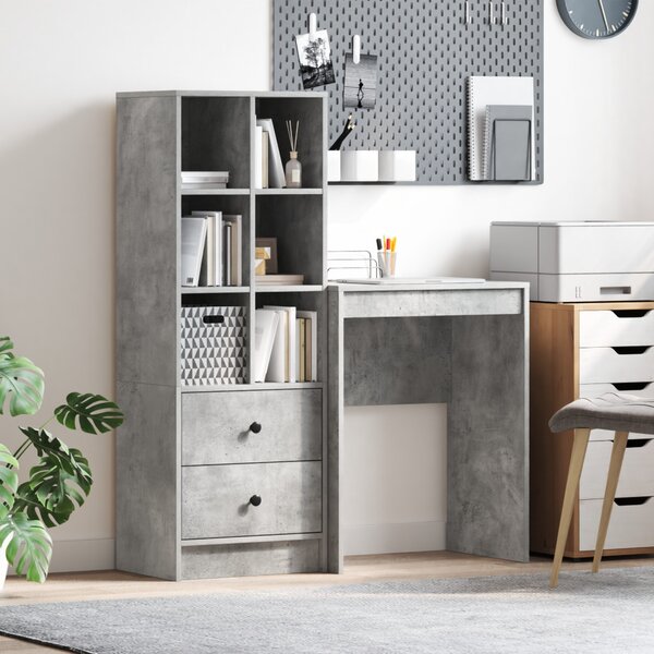 Tárolóval rendelkező íróasztal fiókkal 2 pcs Beton Szürke