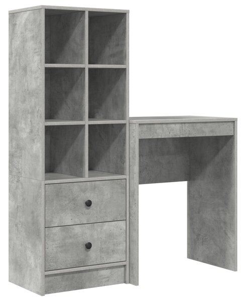 Tárolóval rendelkező íróasztal fiókkal 2 pcs Beton Szürke