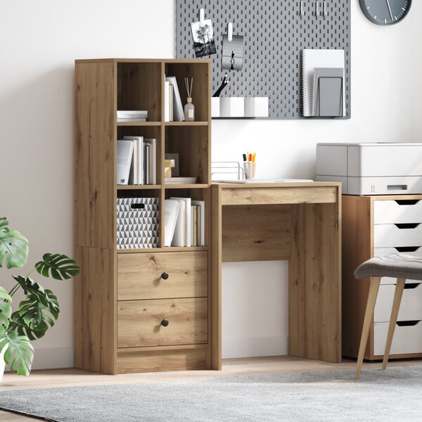 Tárolóval rendelkező íróasztal fiókkal 2 pcs kézműves tölgy
