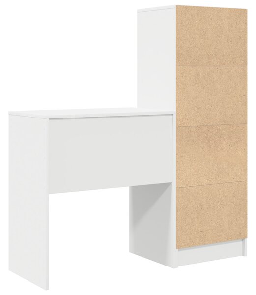 Asztal fiókkal polcokkal tárolóval 2 pcs Fehér